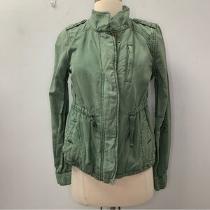 Anthropologie Daughters of the Liberation Jacket Green Military Linen blend boho
